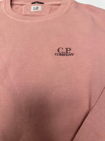 Men's C.P. Company Resist Dyed Fleece Crew Neck Salmon Pink Sweatshirt