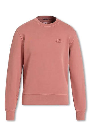 Men's C.P. Company Resist Dyed Fleece Crew Neck Salmon Pink Sweatshirt