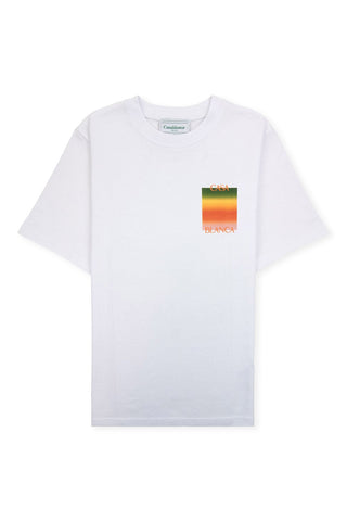 Men's White Casablanca Gradient Square Logo Printed T Shirt