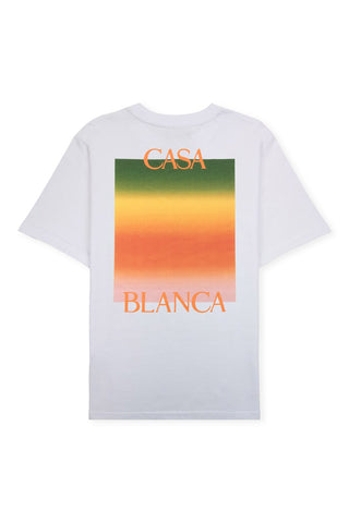 Men's White Casablanca Gradient Square Logo Printed T Shirt