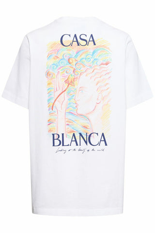 Men's White Casablanca Mushroom Goddess Printed T Shirt