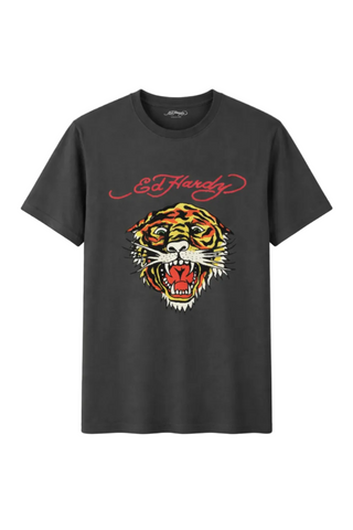 Men's Charcoal Grey Ed Hardy Graphic T-Shirt