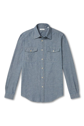Men's Boglioli Soft Chambray Cotton Shirt Blue