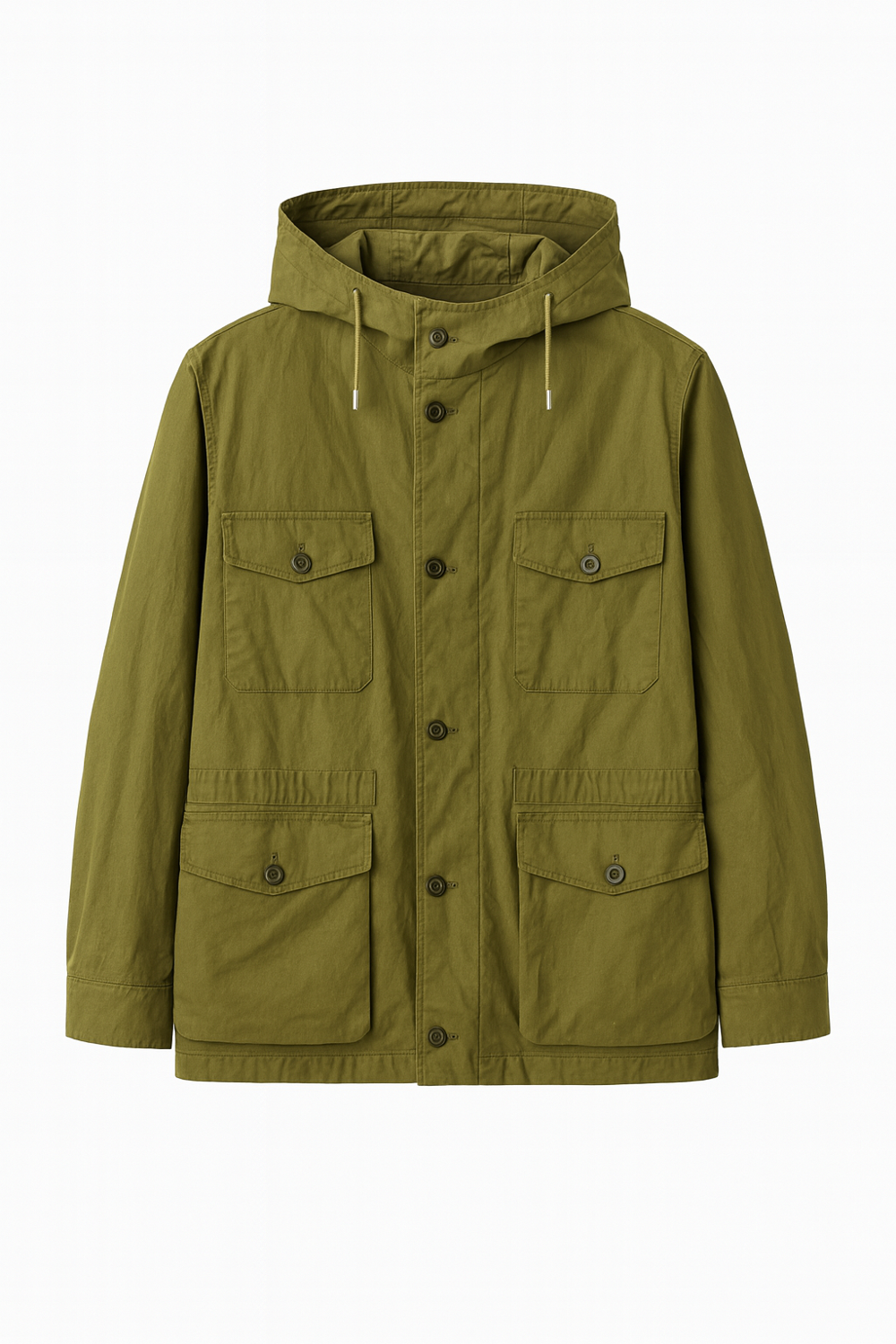 Men's Boglioli Olive Green Hooded Wax Parka
