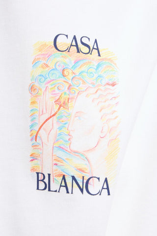 Men's White Casablanca Mushroom Goddess Printed T Shirt