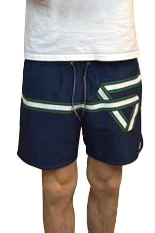 Men's Lacoste Navy Ribbon Print Swim Shorts