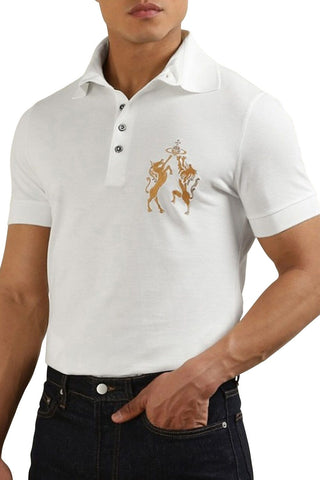 Men's White Vivienne Westwood Lion & Unicorn Polo Shirt