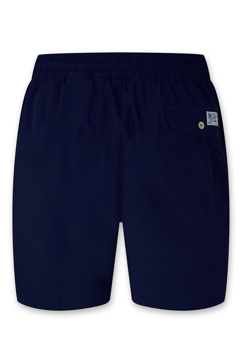 Men's Navy Polo Ralph Lauren Traveller Slim Fit Swim Shorts Red Logo