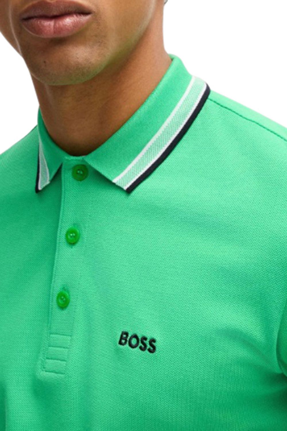 Men's Green Boss Paddy Piqué Polo Shirt