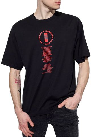Men's Black Dolce & Gabbana Hot Animalier Red Letter Logo T-Shirt