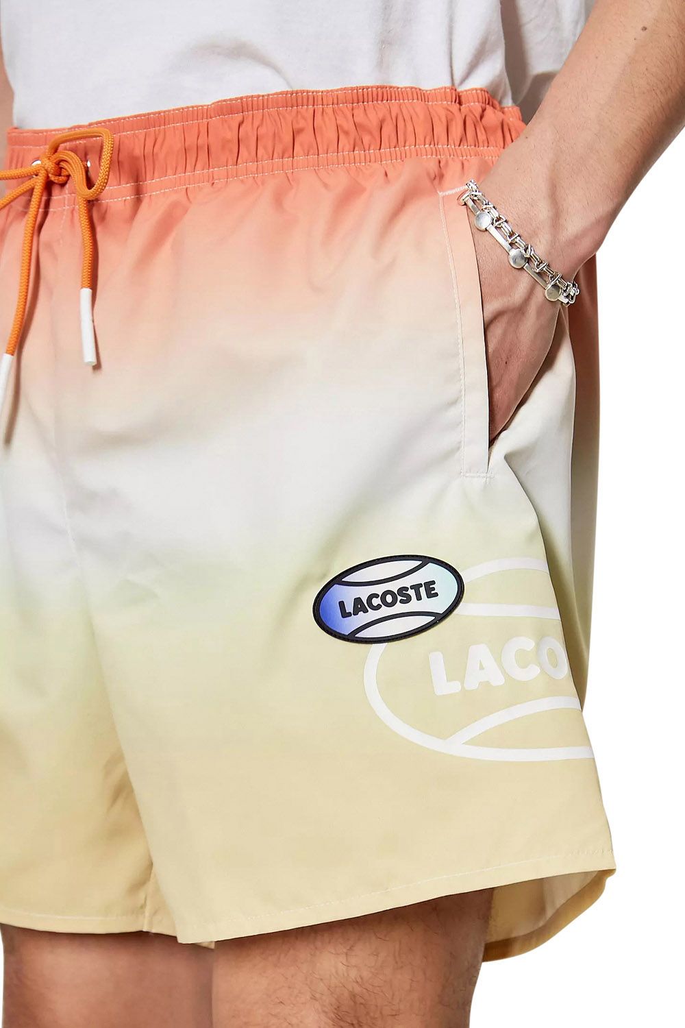 Men's Lacoste Orange/Yellow L!VE Gradated Print Quick Dry Swim Shorts
