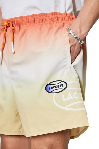 Men's Lacoste Orange/Yellow L!VE Gradated Print Quick Dry Swim Shorts