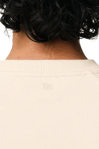 Men's White Cream Cotton Ami De Coeur Red Patch Sweatshirt