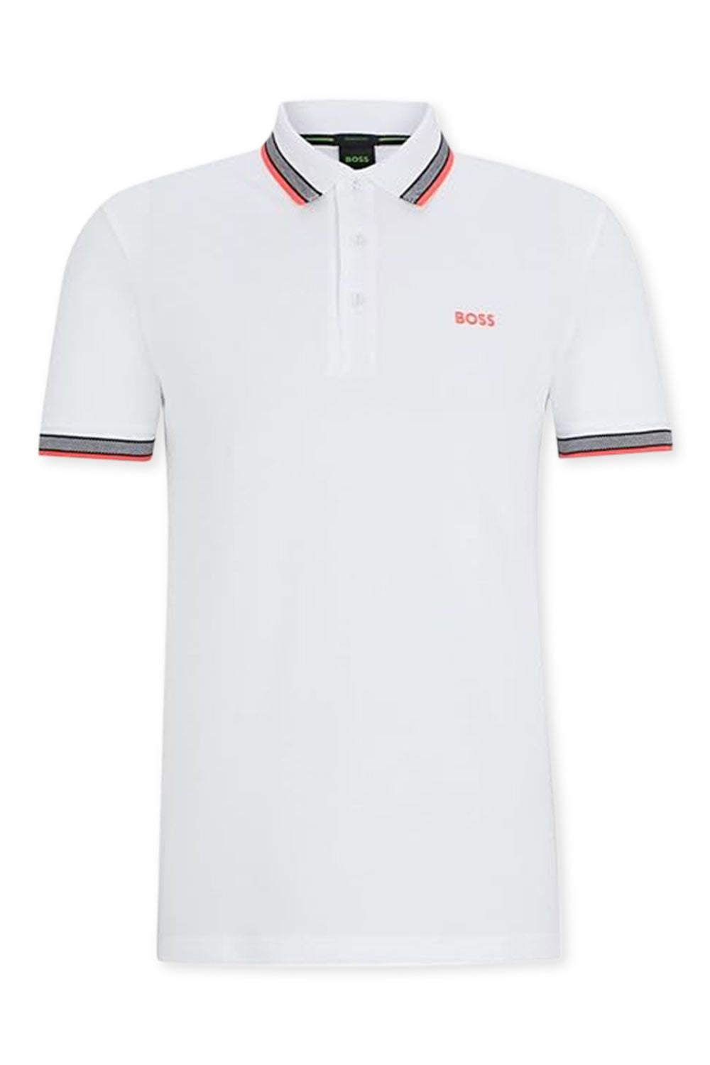 Men's White Boss Paddy Piqué Polo Shirt