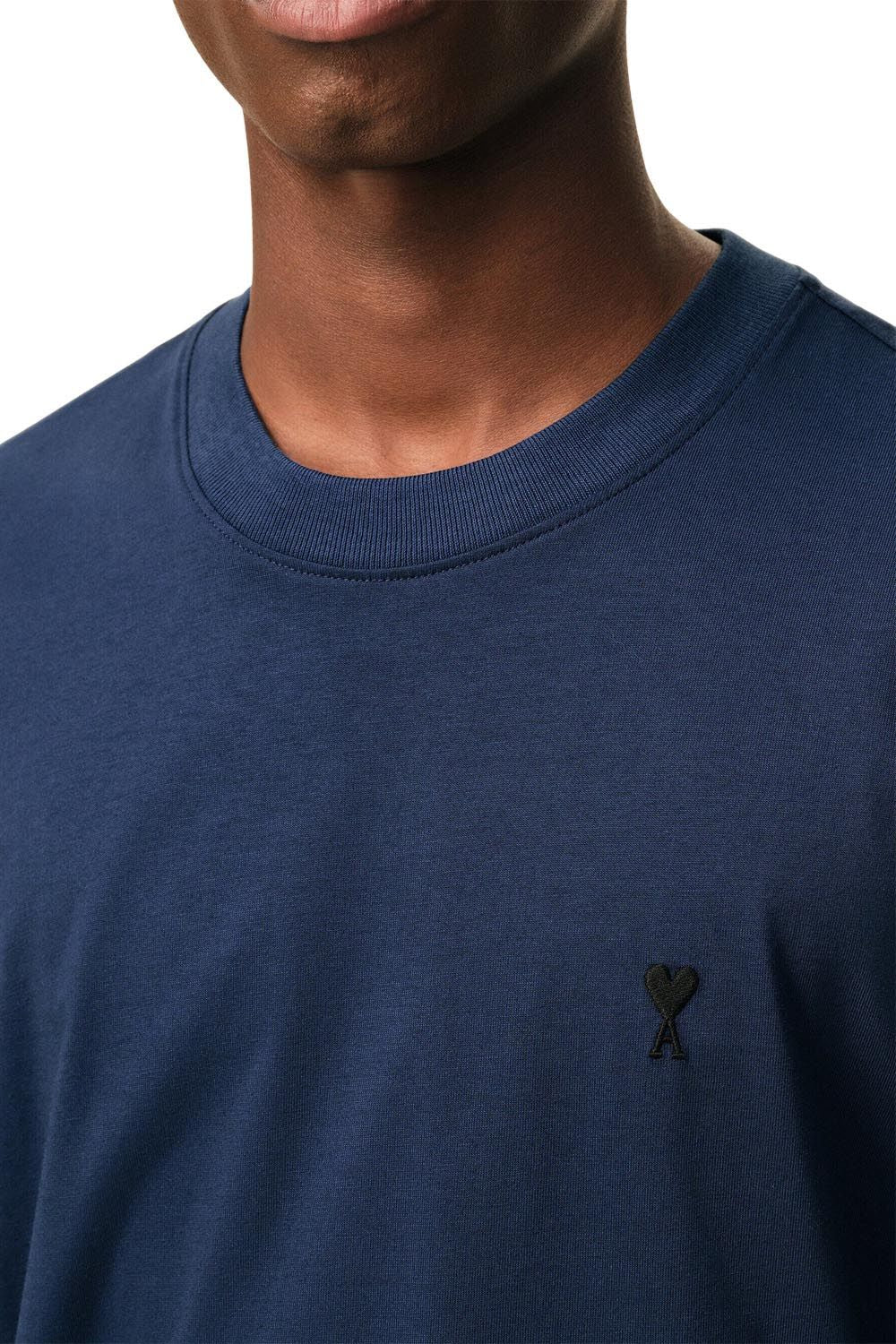Mens AMI INK Blue 'Ami De Coeur' Light Cotton T-Shirt
