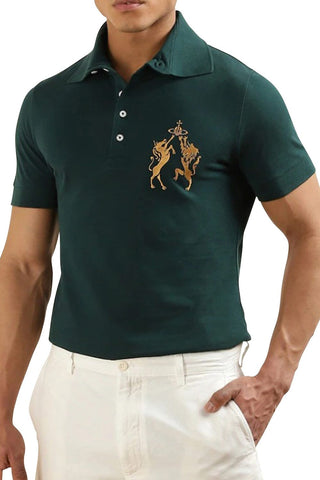 Men's Green Vivienne Westwood Lion & Unicorn Polo Shirt