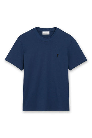 Mens AMI INK Blue 'Ami De Coeur' Light Cotton T-Shirt