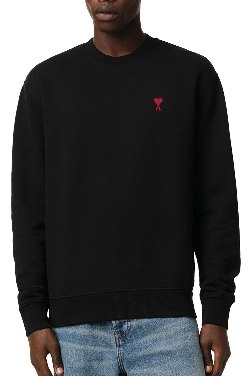 Men's Black Ami Paris 'Ami De Coeur' Red Logo Sweatshirt