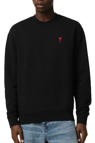 Men's Black Ami Paris 'Ami De Coeur' Red Logo Sweatshirt