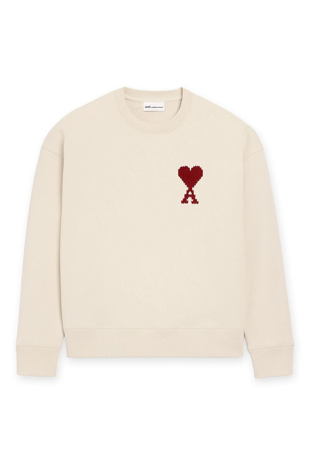 Men's Ami White Moonlight Cotton 'AMI DE COEUR' Heavy Loopback Sweatshirt