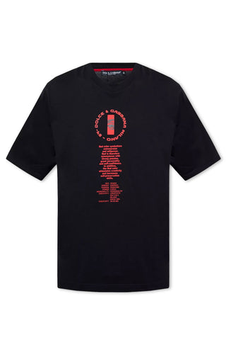 Men's Black Dolce & Gabbana Hot Animalier Red Letter Logo T-Shirt
