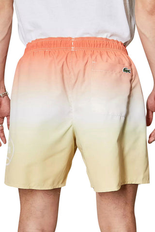 Men's Lacoste Orange/Yellow L!VE Gradated Print Quick Dry Swim Shorts
