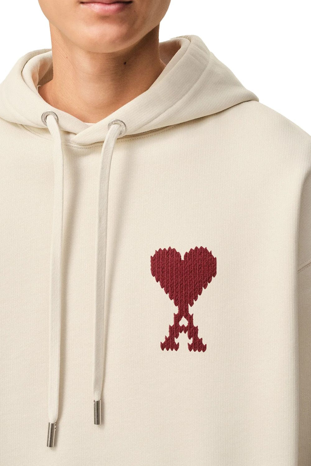 Men's Ami White Moonlight Cotton 'AMI DE COEUR' Heavy Loopback Hoodie