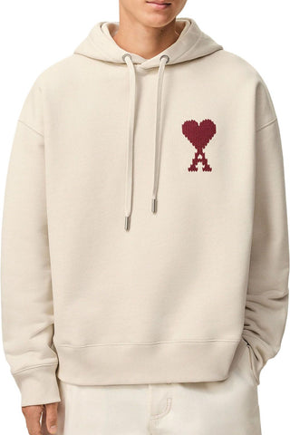 Men's Ami White Moonlight Cotton 'AMI DE COEUR' Heavy Loopback Hoodie