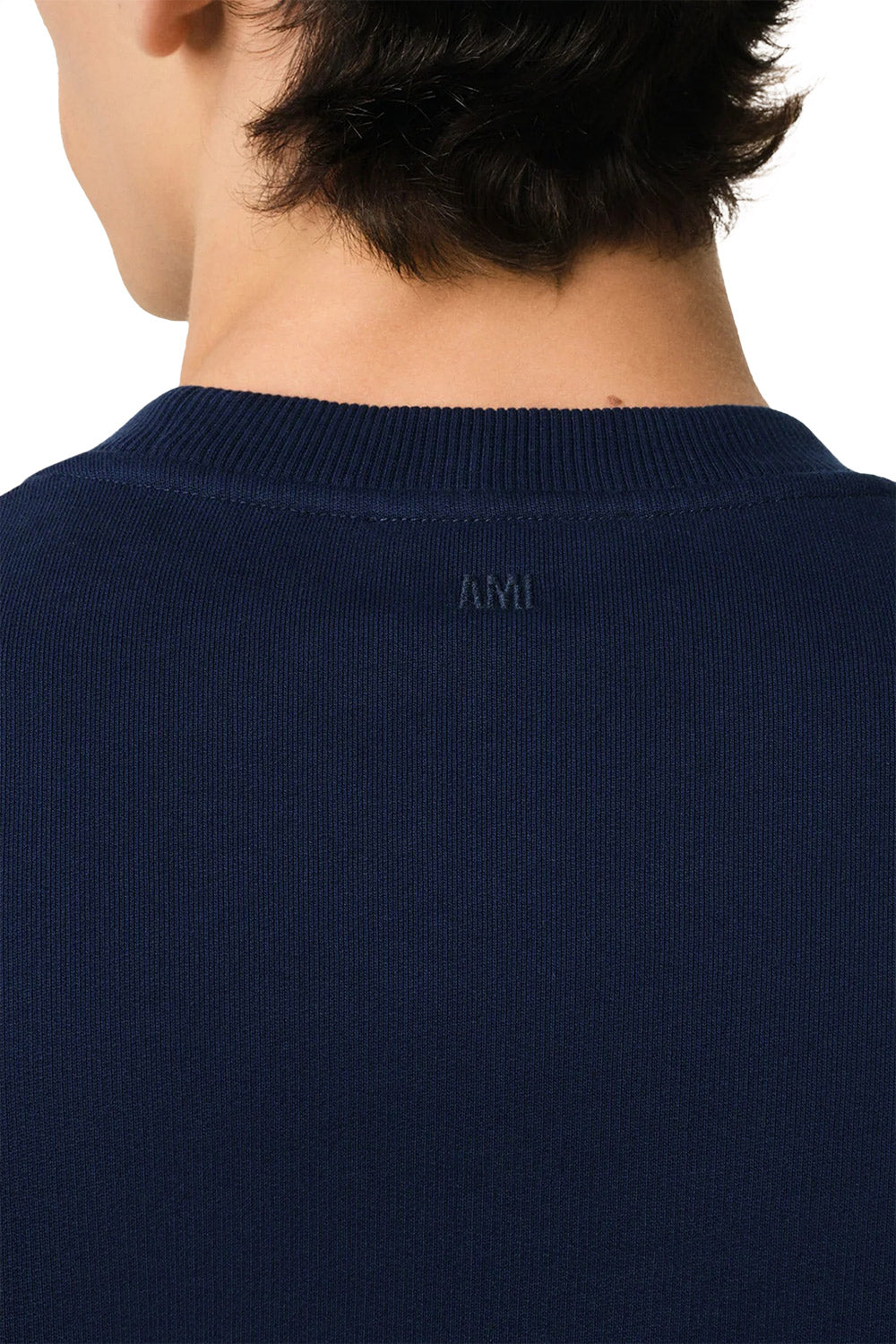 Men's Bleu Nuit Ami Paris 'Ami De Coeur' Red Logo Sweatshirt