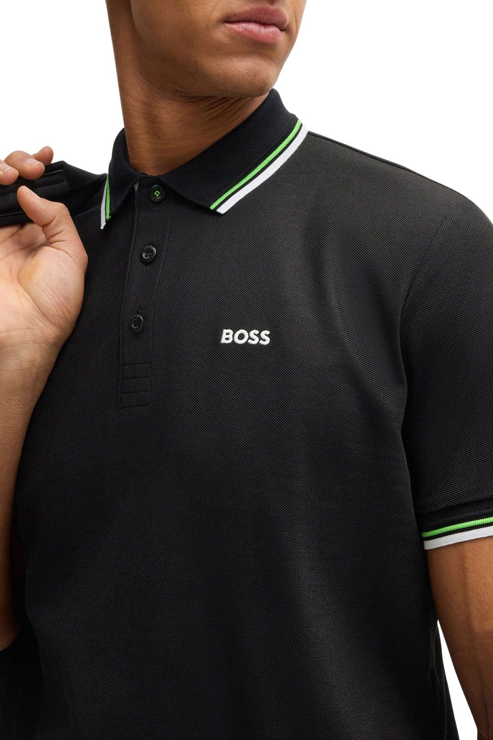Men's Black Boss Paddy Pro Piqué Polo Shirt