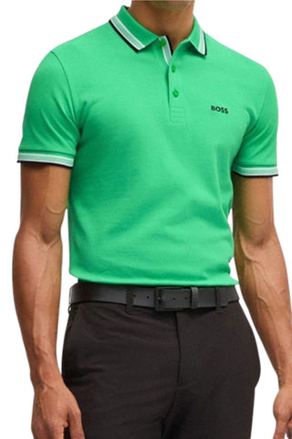 Men's Green Boss Paddy Piqué Polo Shirt