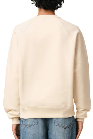 Men's White Cream Cotton Ami De Coeur Red Patch Sweatshirt