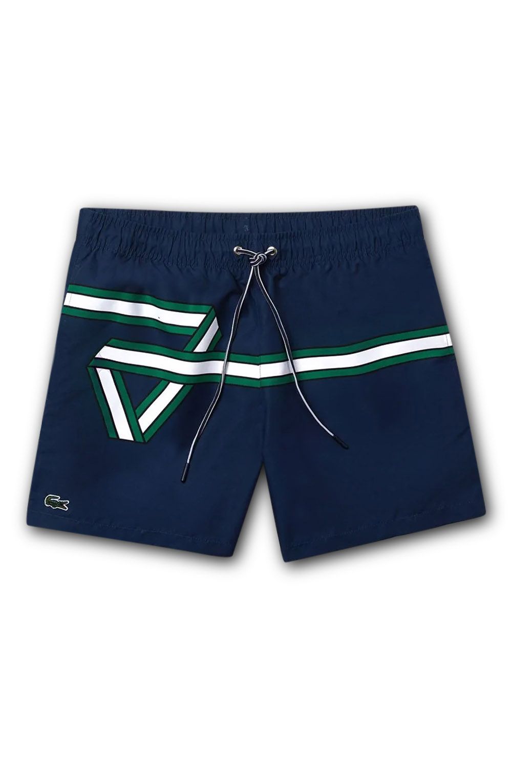 Men's Lacoste Navy Ribbon Print Swim Shorts