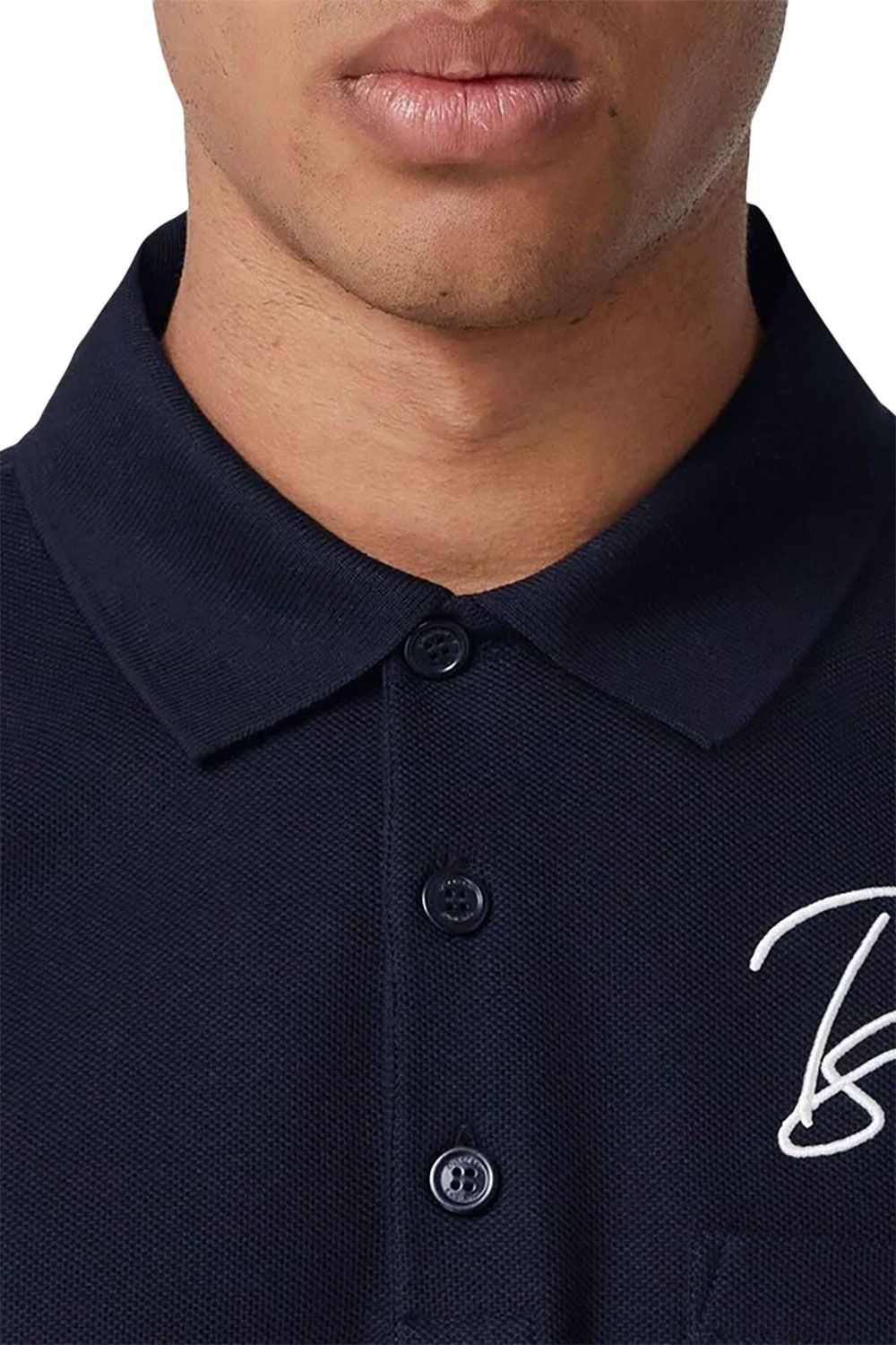 Men's Navy Burberry Embroidered Oversized Logo Piqué Polo