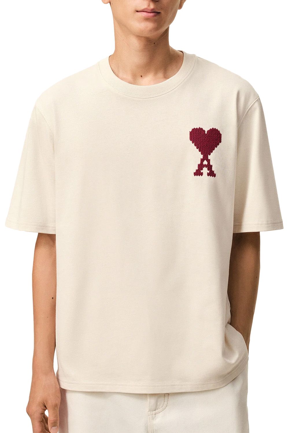 Men's Moonlight/Sunset Red Ami Paris 'Ami De Coeur' Heavy Cotton T-Shirt