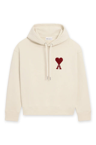 Men's Ami White Moonlight Cotton 'AMI DE COEUR' Heavy Loopback Hoodie
