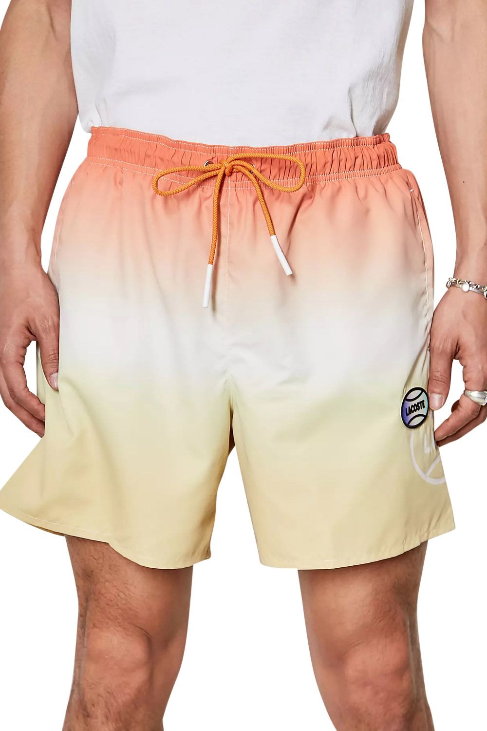 Men's Lacoste Orange/Yellow L!VE Gradated Print Quick Dry Swim Shorts