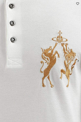 Men's White Vivienne Westwood Lion & Unicorn Polo Shirt