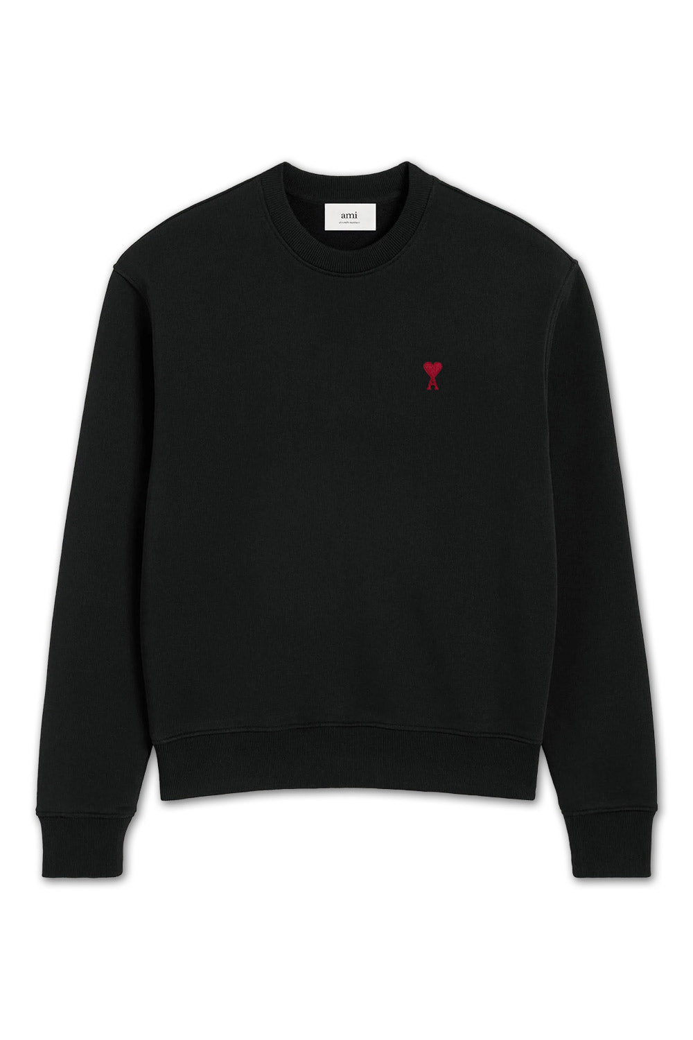 Men's Black Ami Paris 'Ami De Coeur' Red Logo Sweatshirt