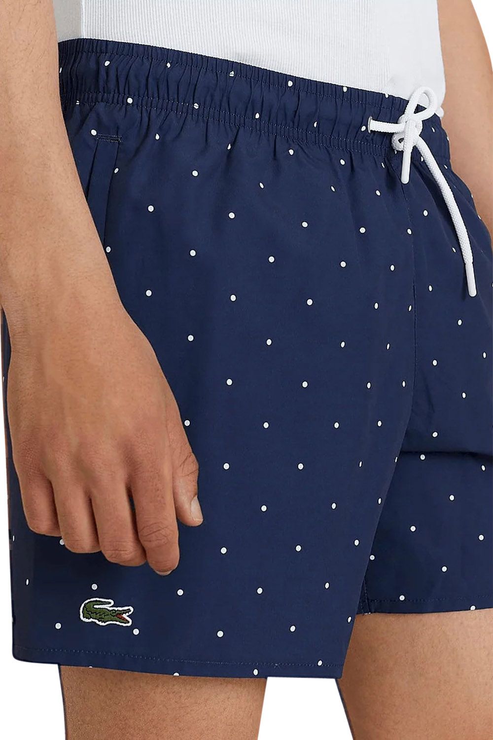 Men's Lacoste Navy Blue Polkadot Quick Dry Swim Shorts