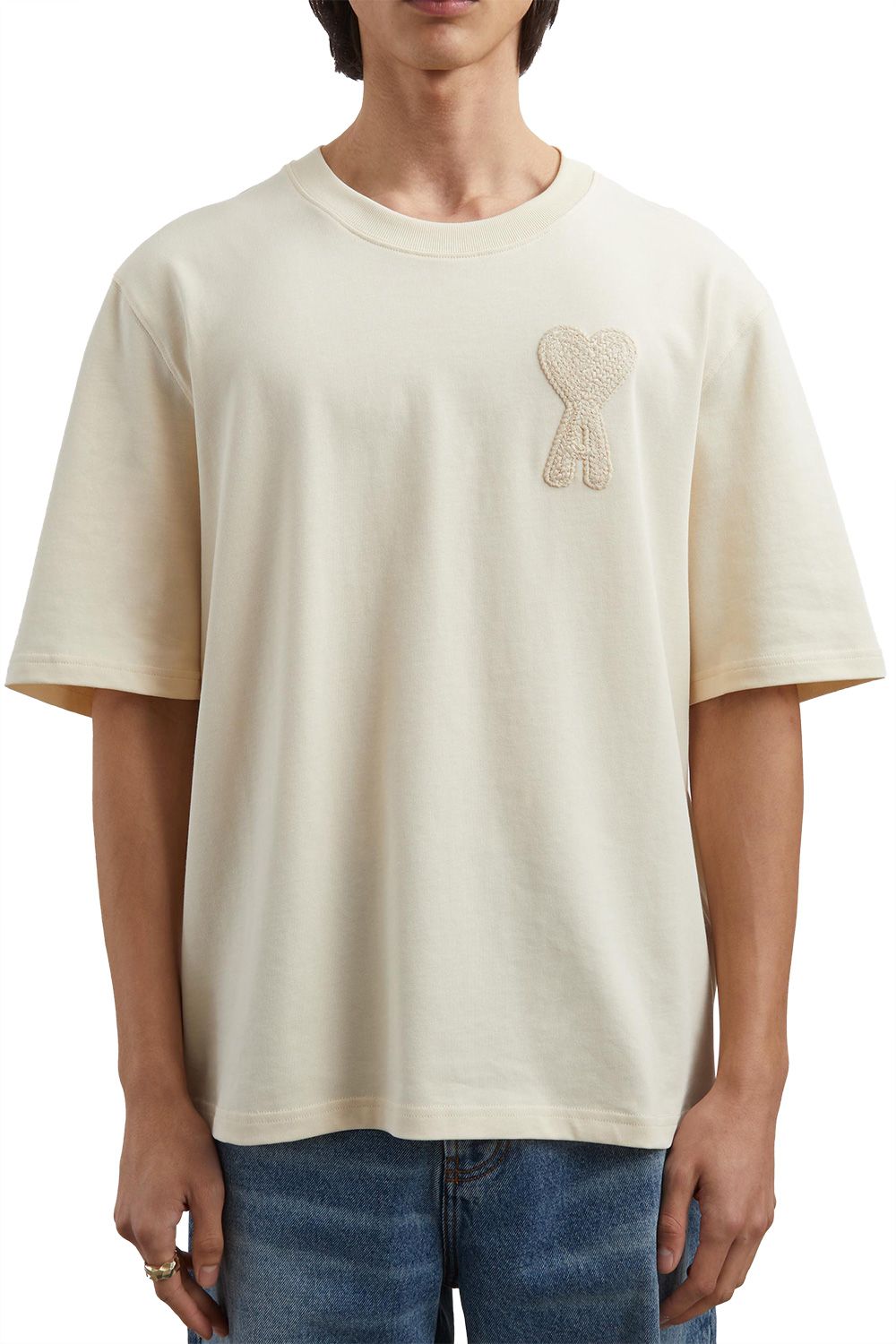 Men's Beige Ami Paris 'Ami de Coeur' Patch T-Shirt