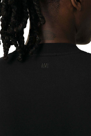 Men's Black Ami Paris 'Ami De Coeur' Red Logo Sweatshirt