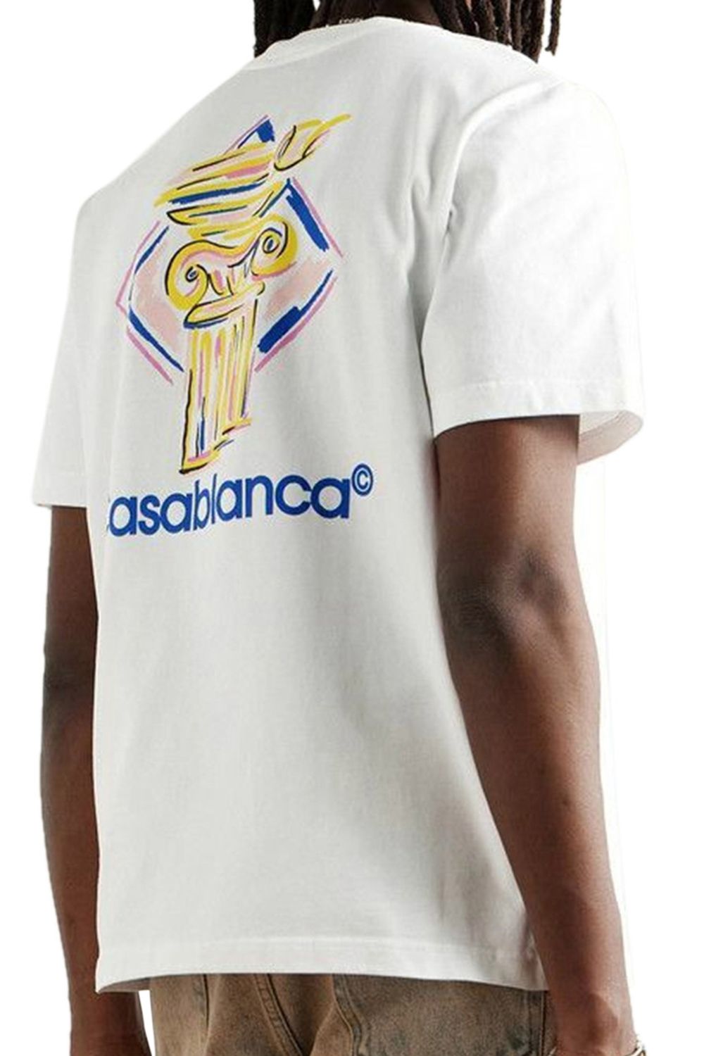 Men's White Casablanca Diamond Column Printed T-Shirt