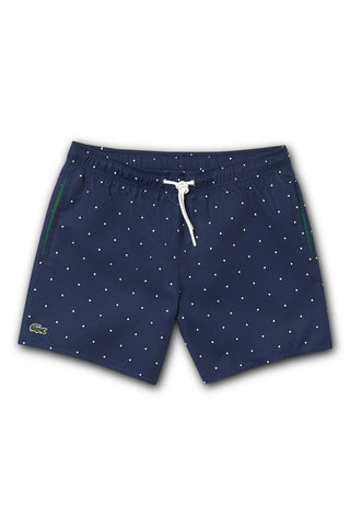 Men's Lacoste Navy Blue Polkadot Quick Dry Swim Shorts