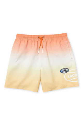 Men's Lacoste Orange/Yellow L!VE Gradated Print Quick Dry Swim Shorts