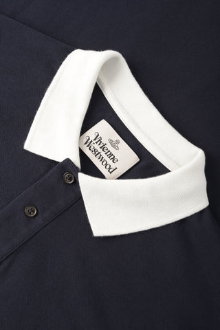 Men's Navy Vivienne Westwood Contrast Trim Embroidered Logo Polo Shirt