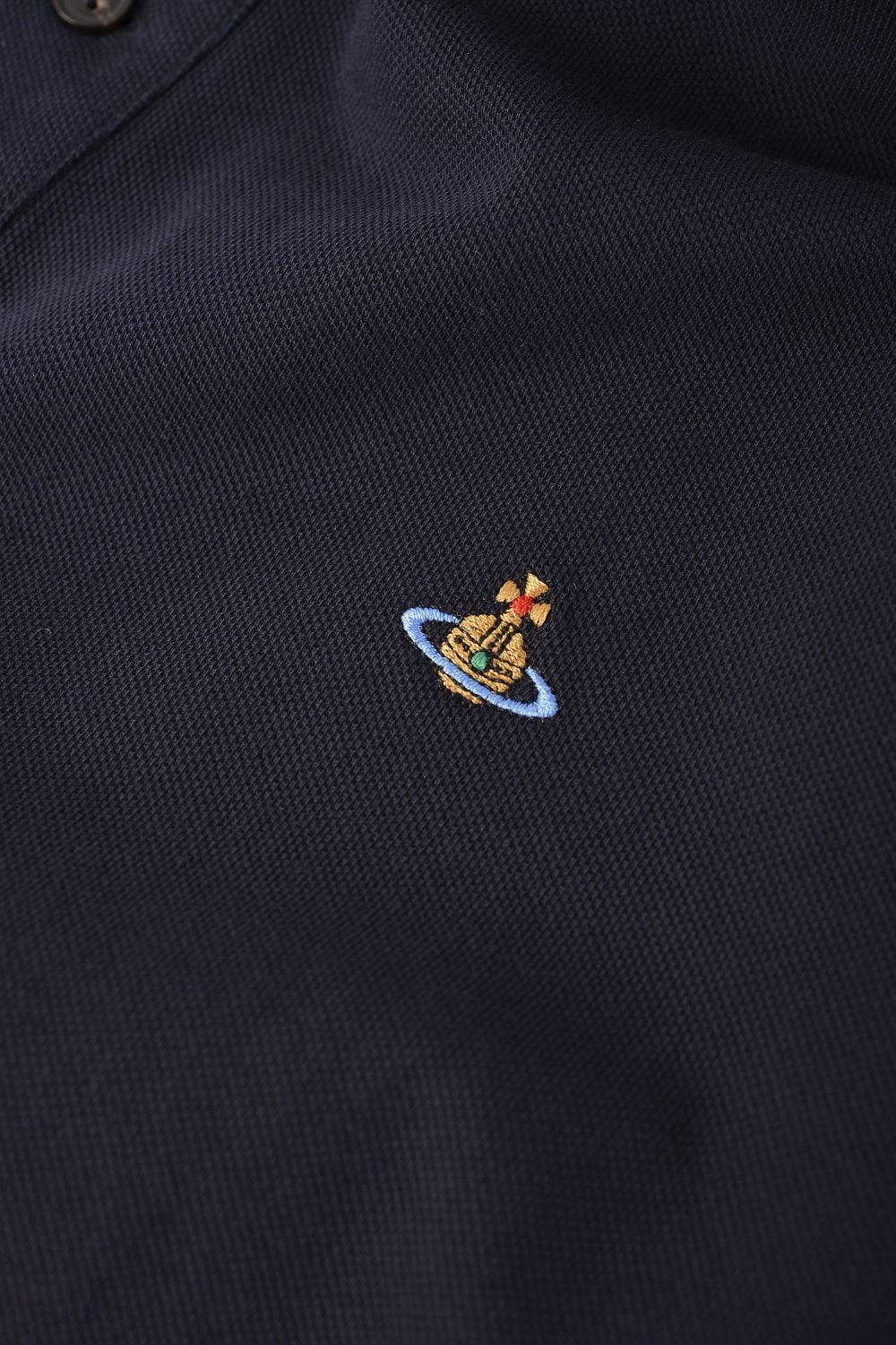 Men's Navy Vivienne Westwood Contrast Trim Embroidered Logo Polo Shirt