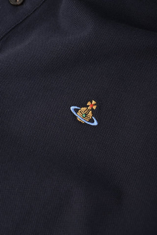 Men's Navy Vivienne Westwood Contrast Trim Embroidered Logo Polo Shirt