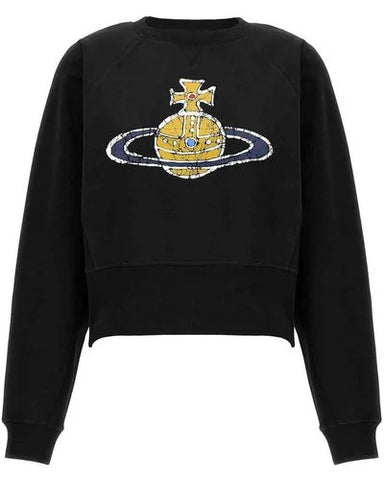 Women's Black Vivienne Westwood Time Machine Cropped Sweatshirt