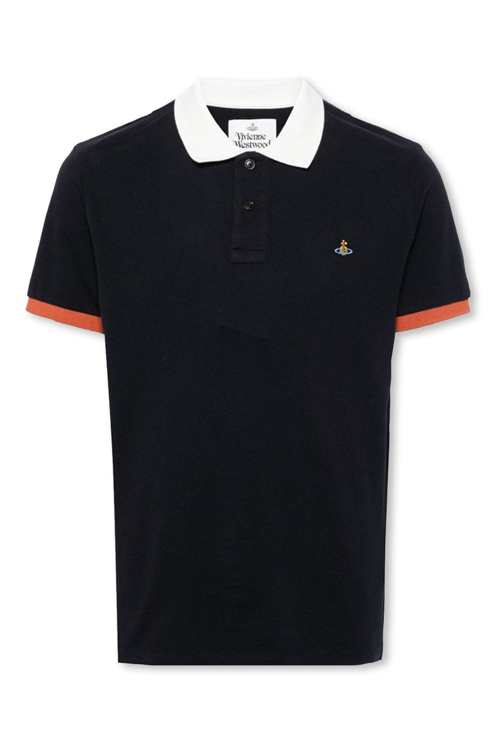 Men's Navy Vivienne Westwood Contrast Trim Embroidered Logo Polo Shirt